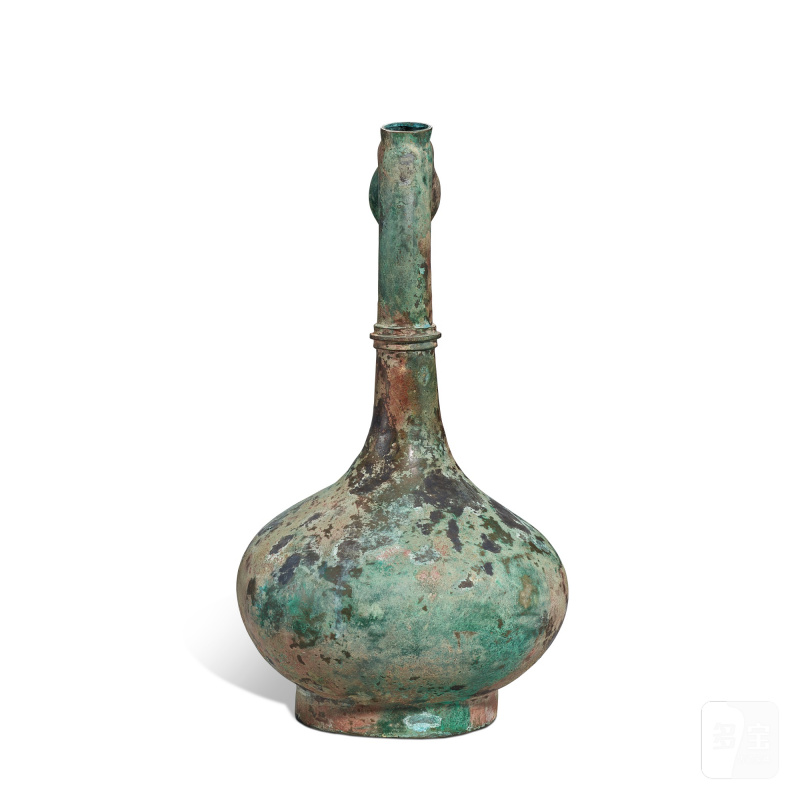 An archaic bronze 'goose' wine vessel, hu, Han dynasty | 漢 青銅鵝首壺 - 图4